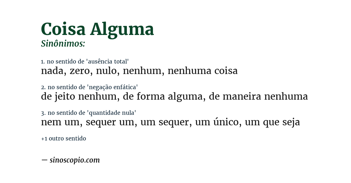 Sinônimo de coisa alguma