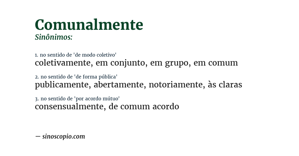 Sinônimo de comunalmente