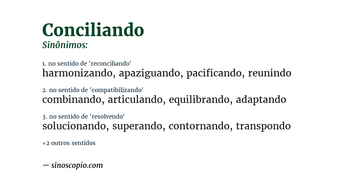 Sinônimo de conciliando