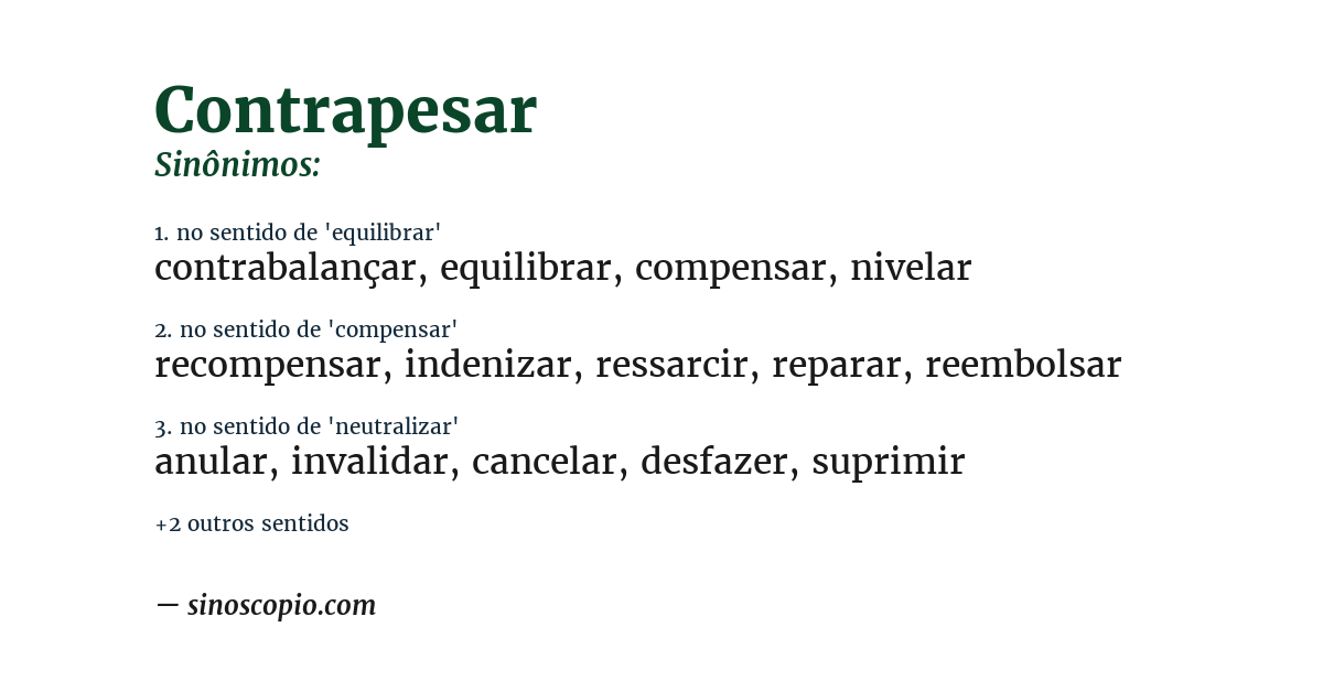 Sinônimo de contrapesar