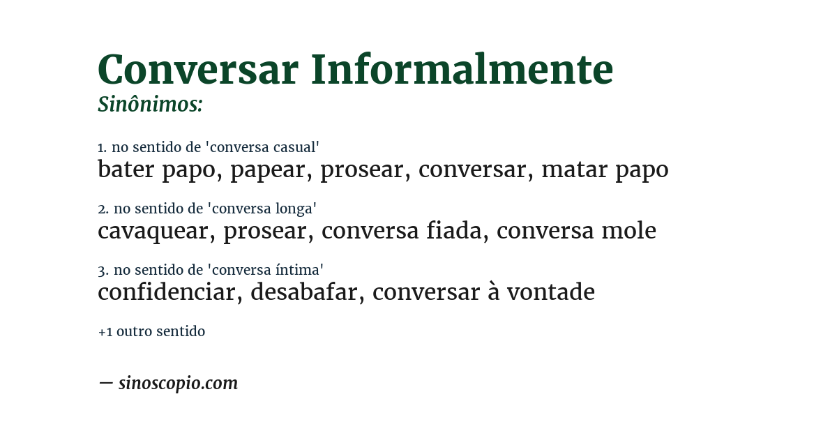 Sinônimo de conversar informalmente