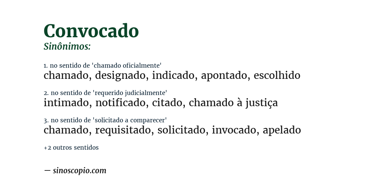 Sinônimo de convocado