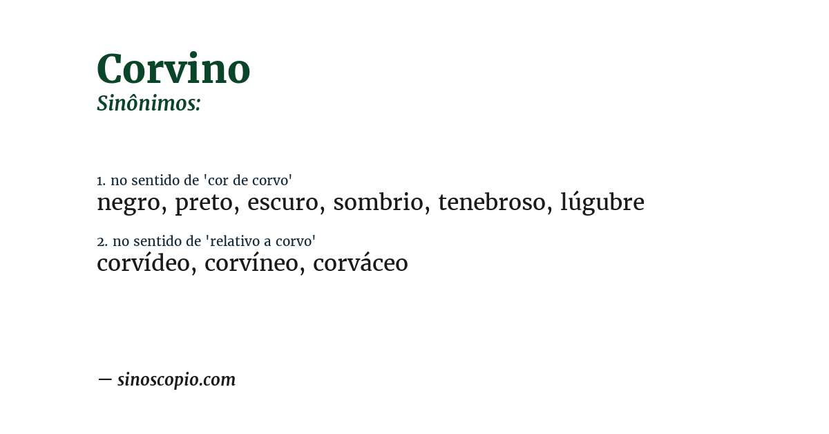 Sinônimo de corvino
