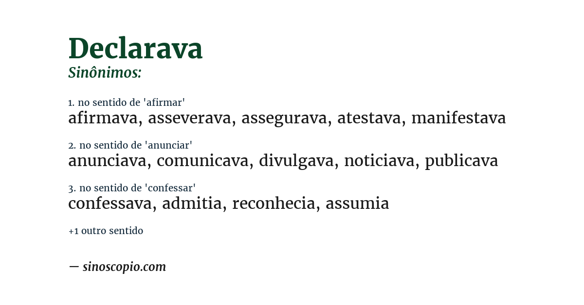 Sinônimo de declarava