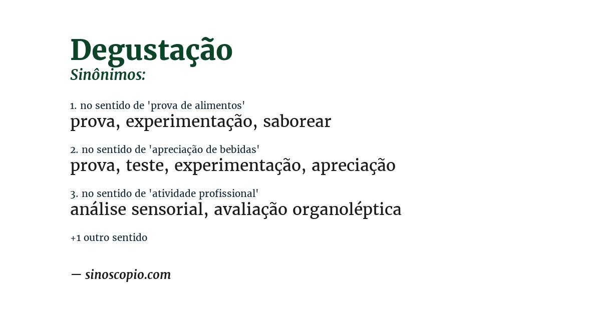 Sinônimo de degustação
