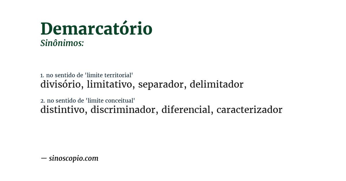 Sinônimo de demarcatório