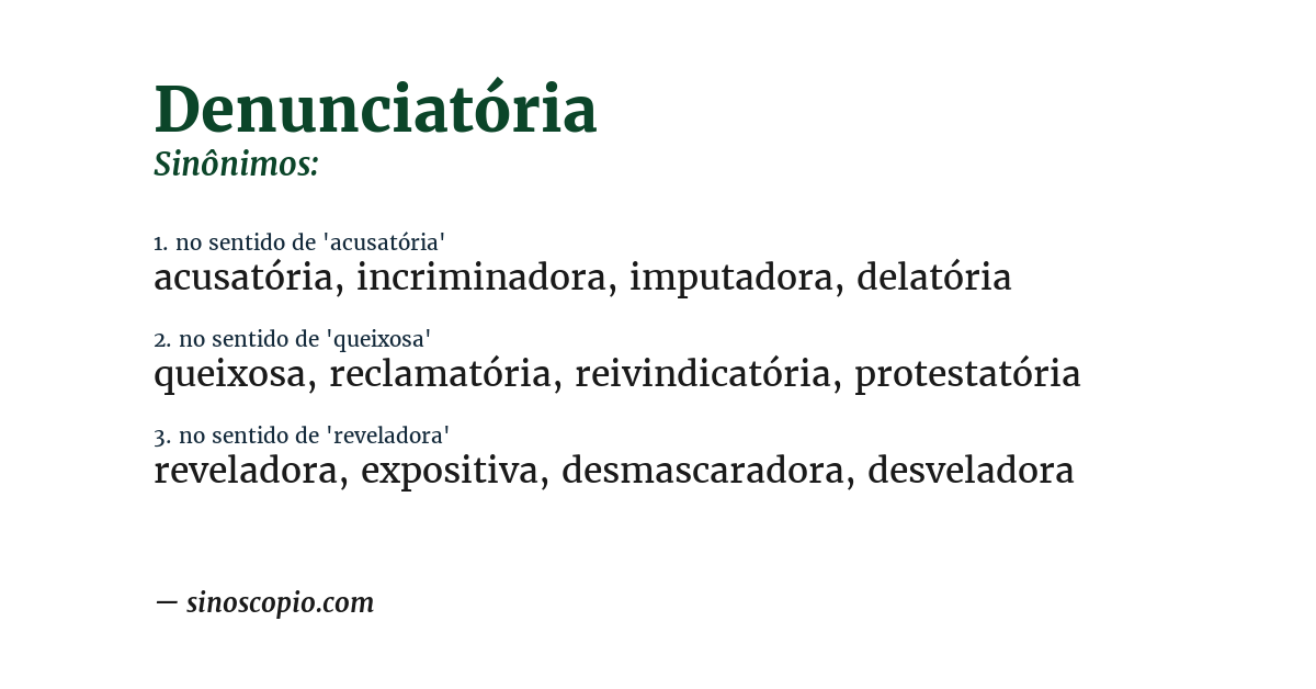 Sinônimo de denunciatória