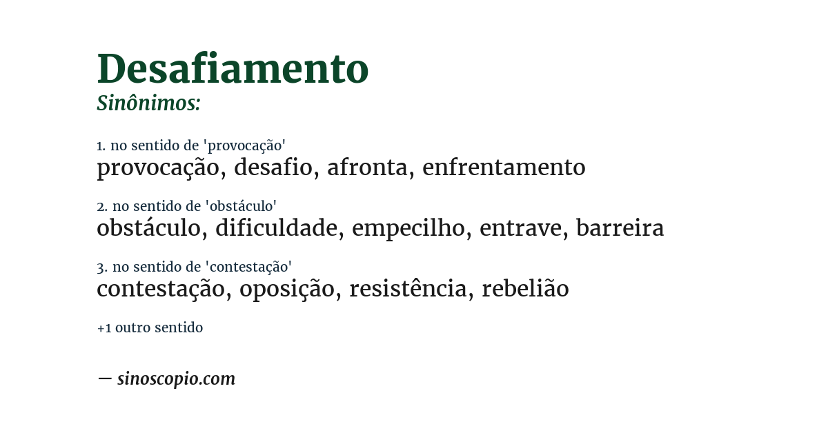 Sinônimo de desafiamento
