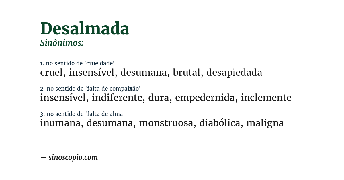 Sinônimo de desalmada