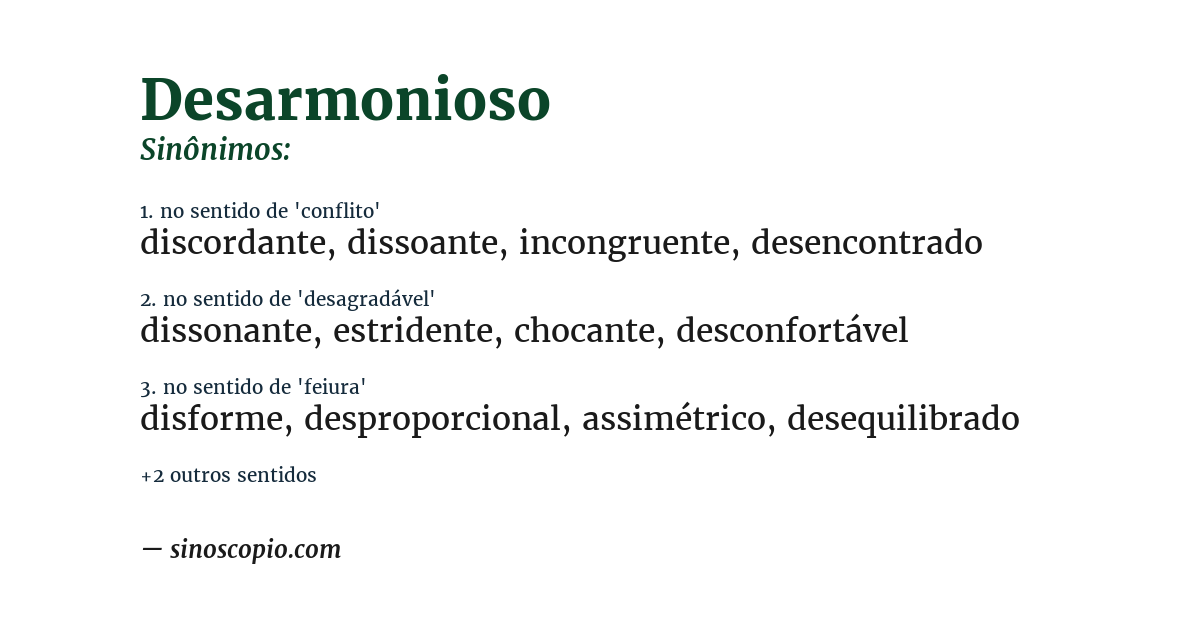 Sinônimo de desarmonioso