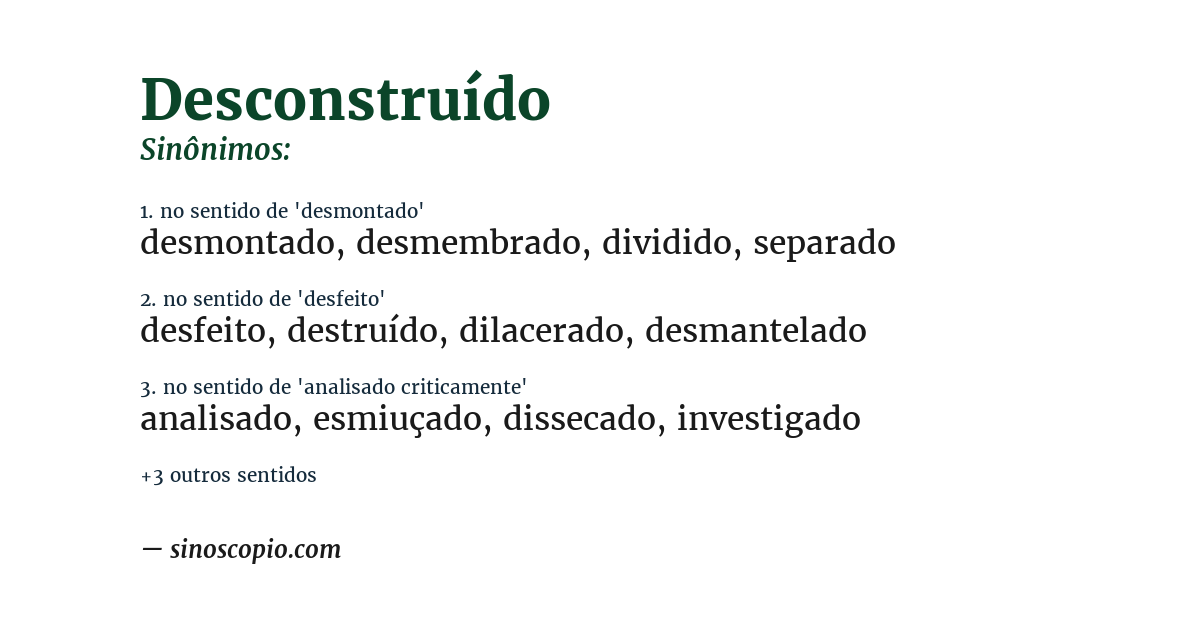 Sinônimo de desconstruído