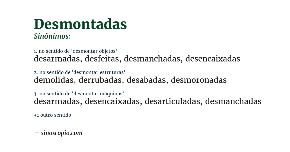 Sinônimo de desmontadas