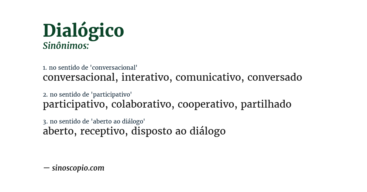 Sinônimo de dialógico