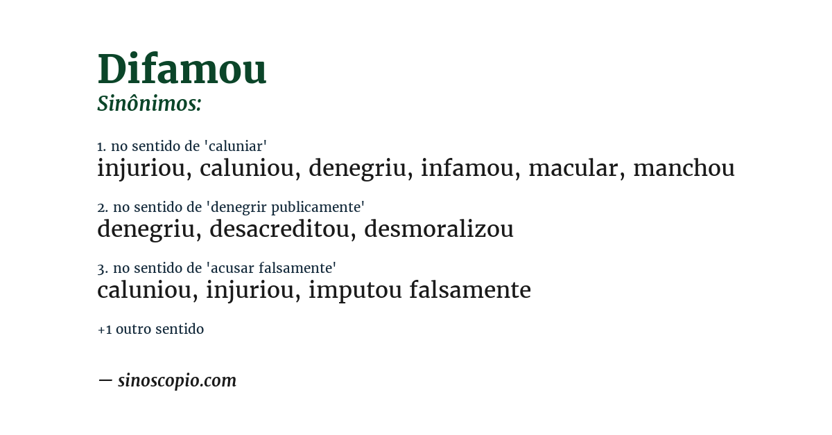 Sinônimo de difamou
