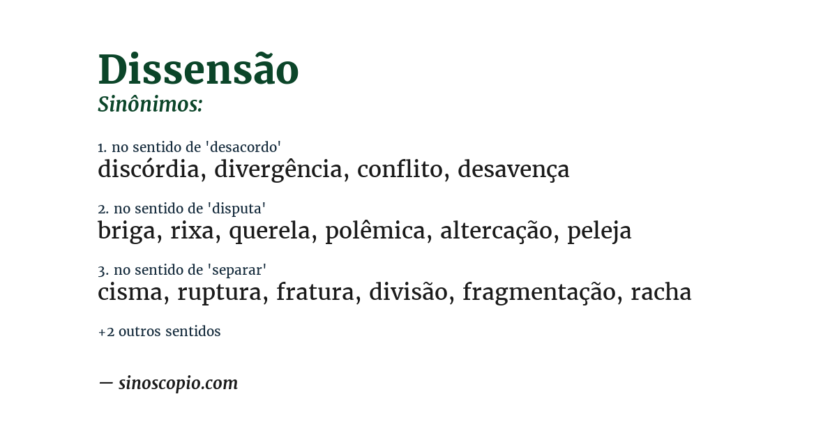 Sinônimo de dissensão
