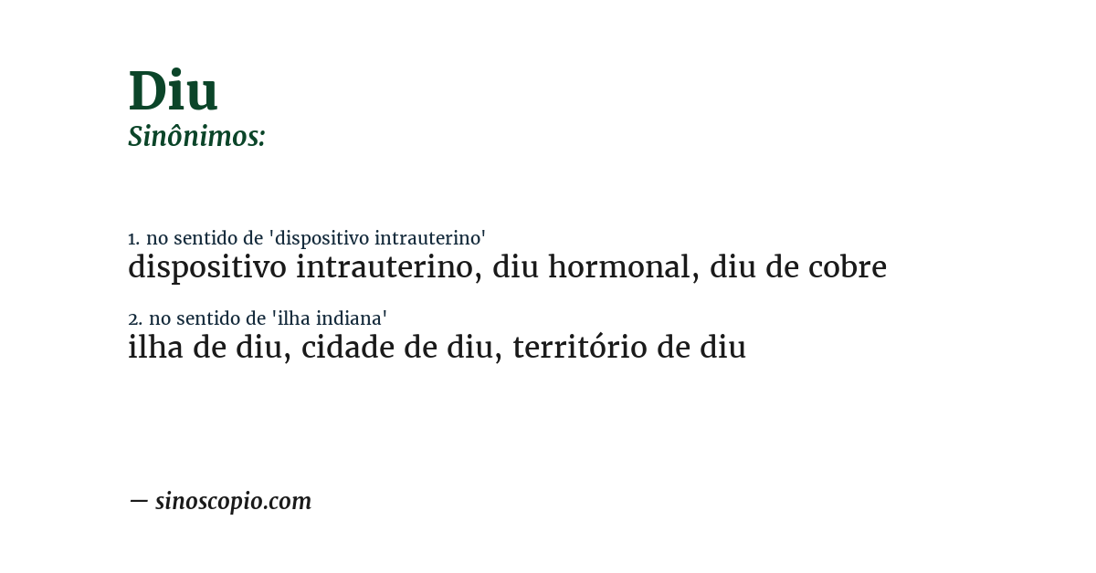 Sinônimo de diu