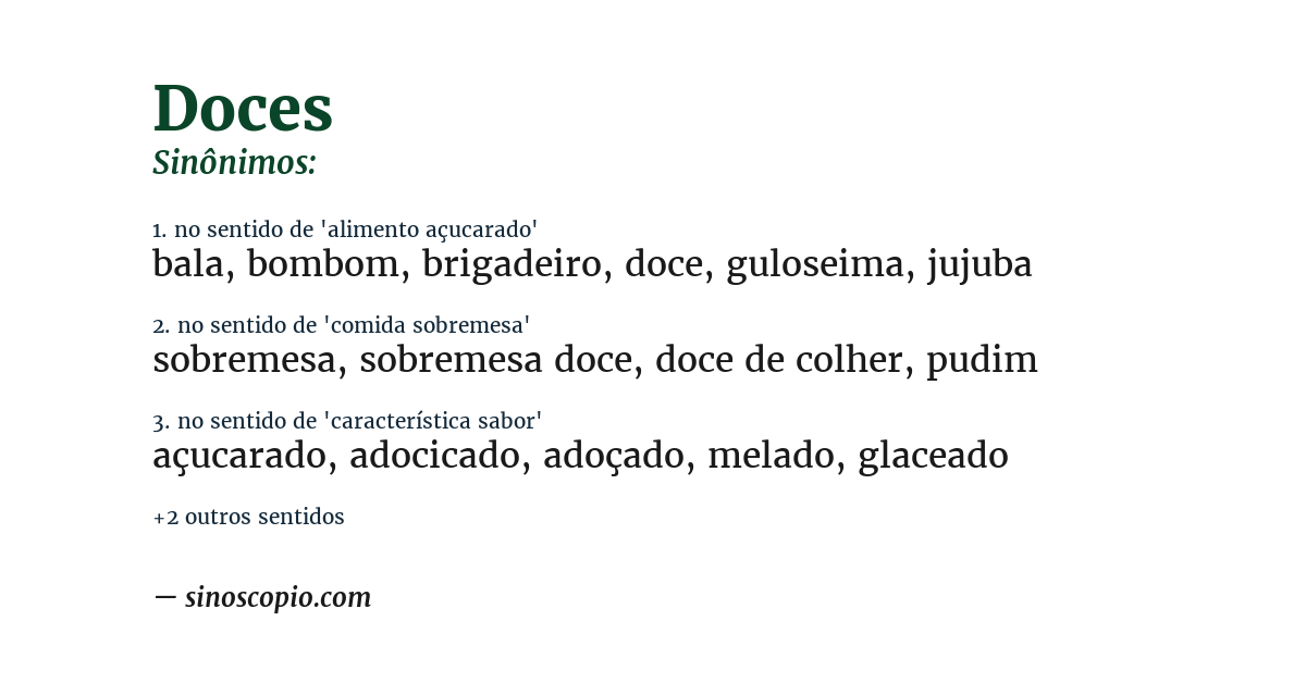 Sinônimo de doces
