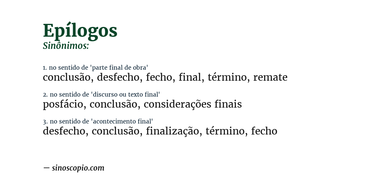 Sinônimo de epílogos
