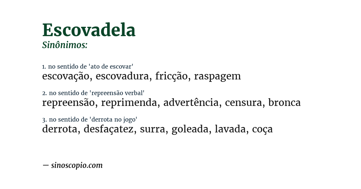 Sinônimo de escovadela