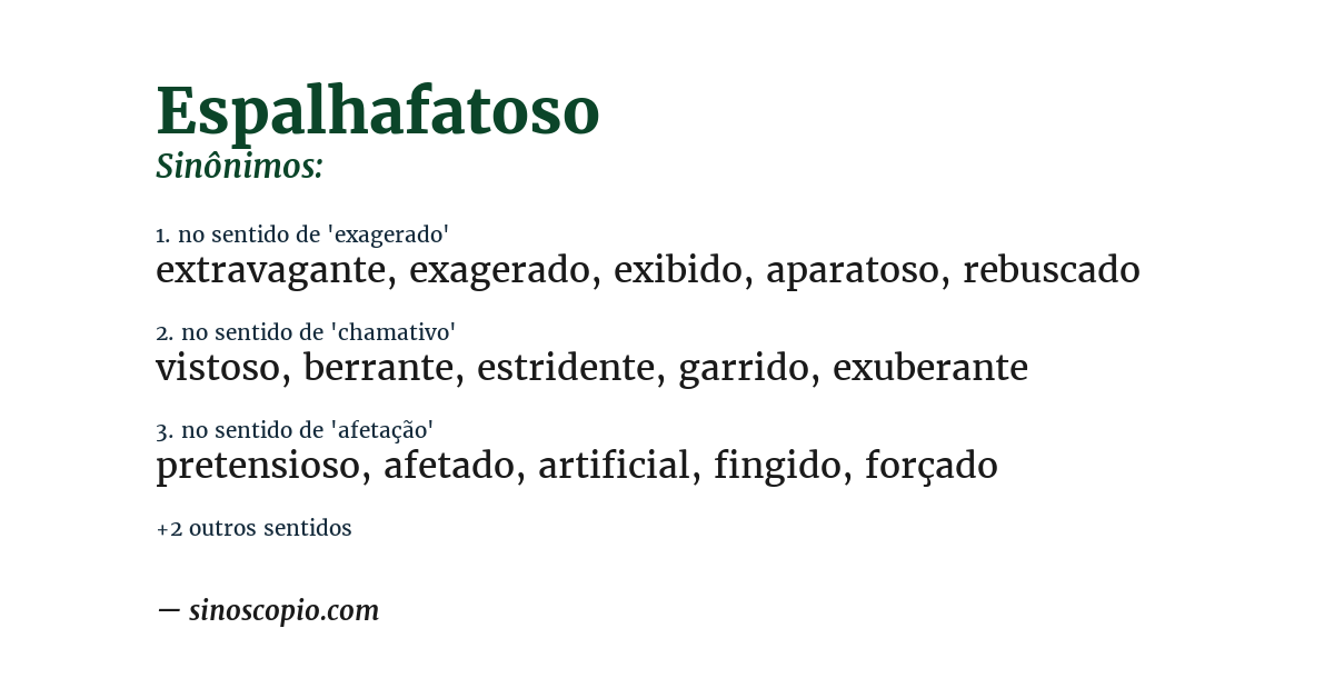 Sinônimo de espalhafatoso