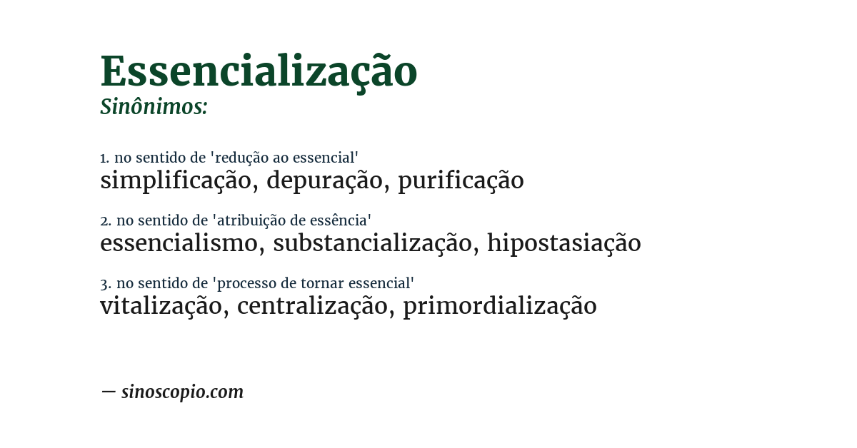 Sinônimo de essencialização