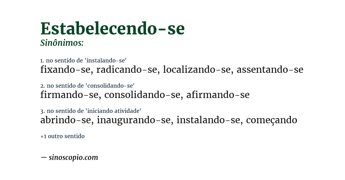 Sinônimo de estabelecendo-se