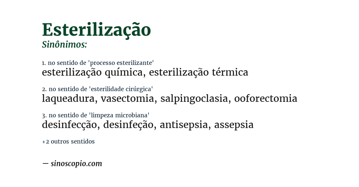 Sinônimo de esterilização