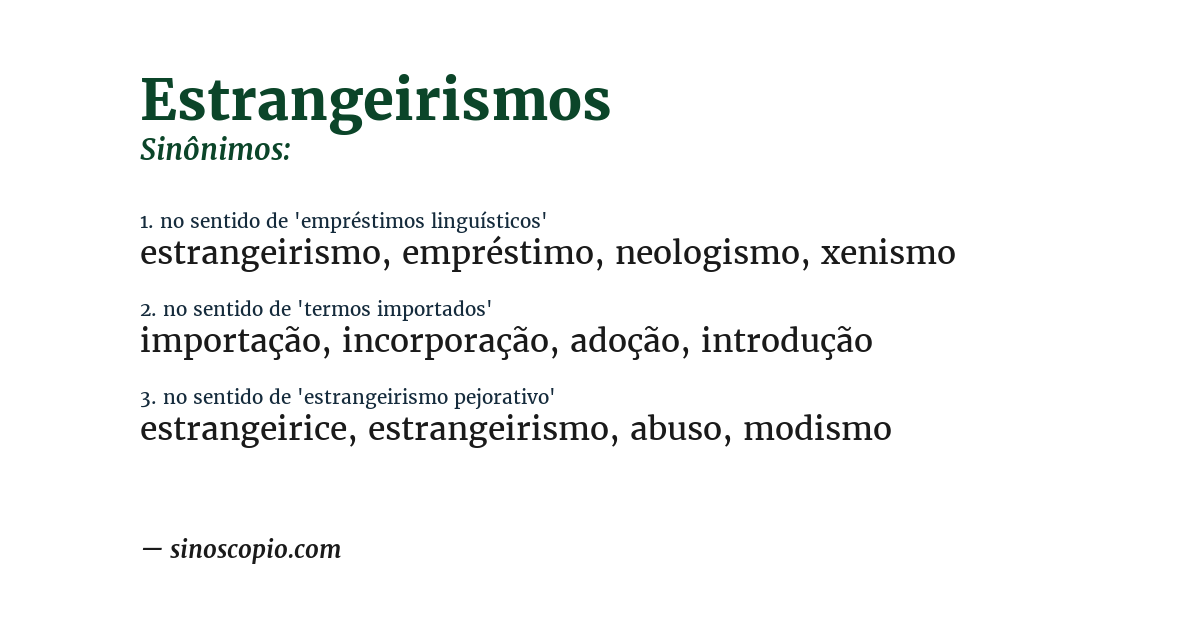 Sinônimo de estrangeirismos