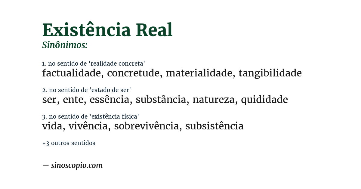 Sinônimo de existência real