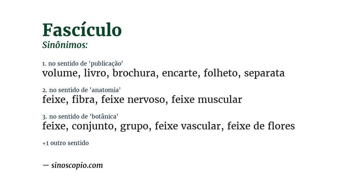 Sinônimo de fascículo