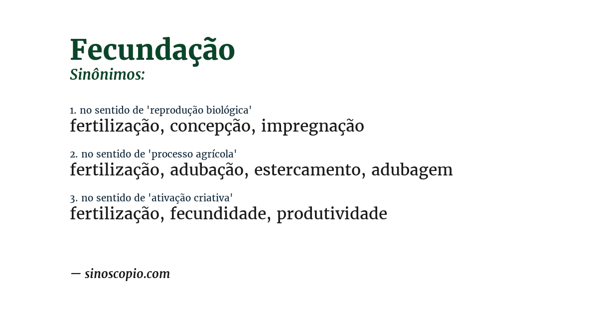 Sinônimo de fecundação