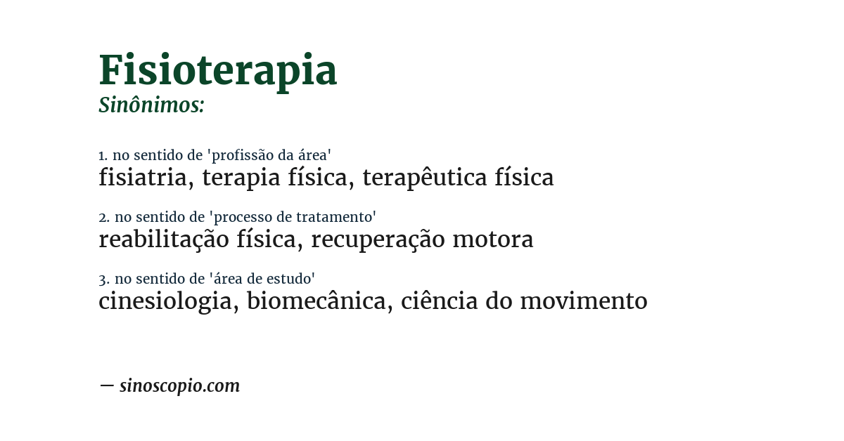 Sinônimo de fisioterapia