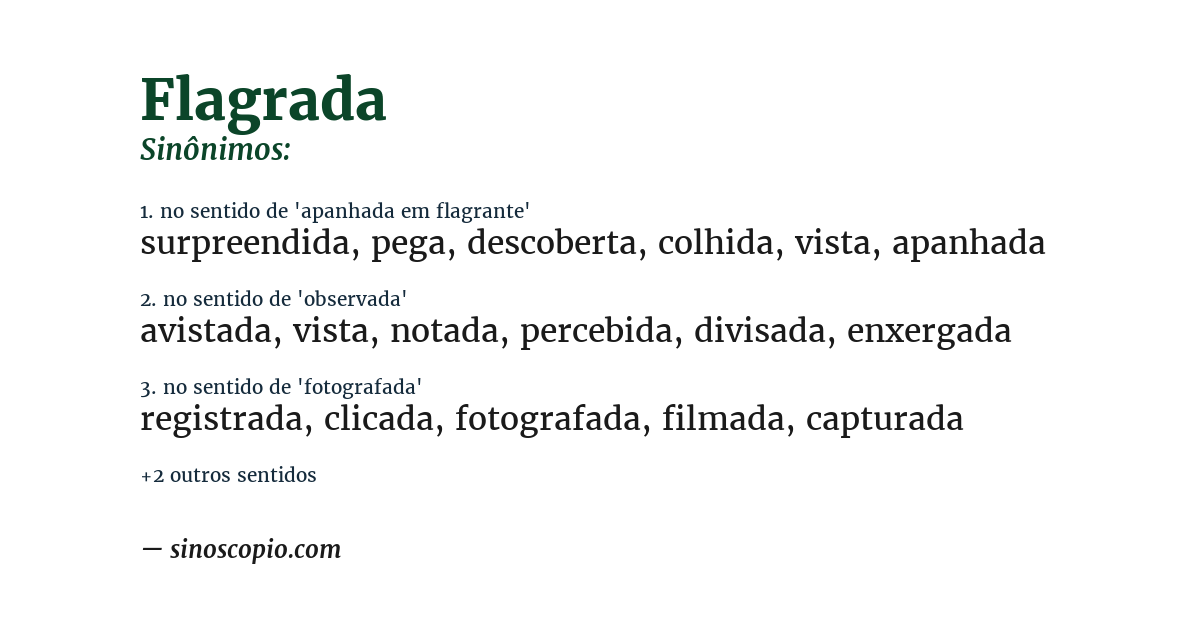 Sinônimo de flagrada