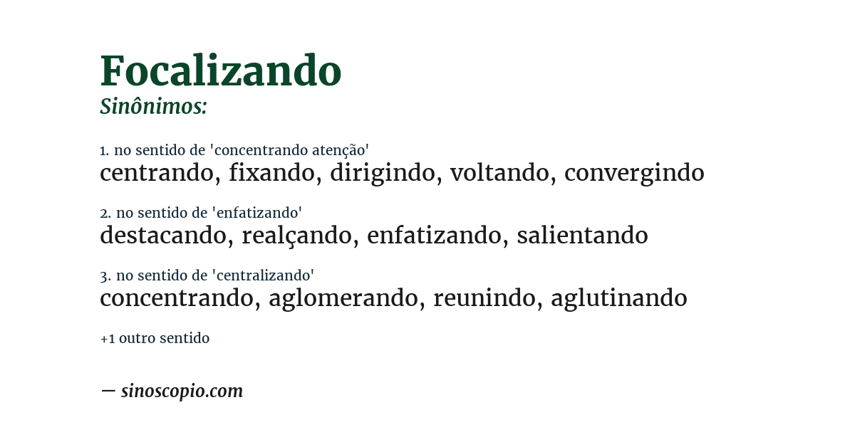 Sinônimo de focalizando