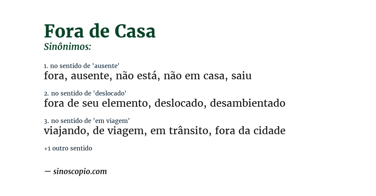 Sinônimo de fora de casa