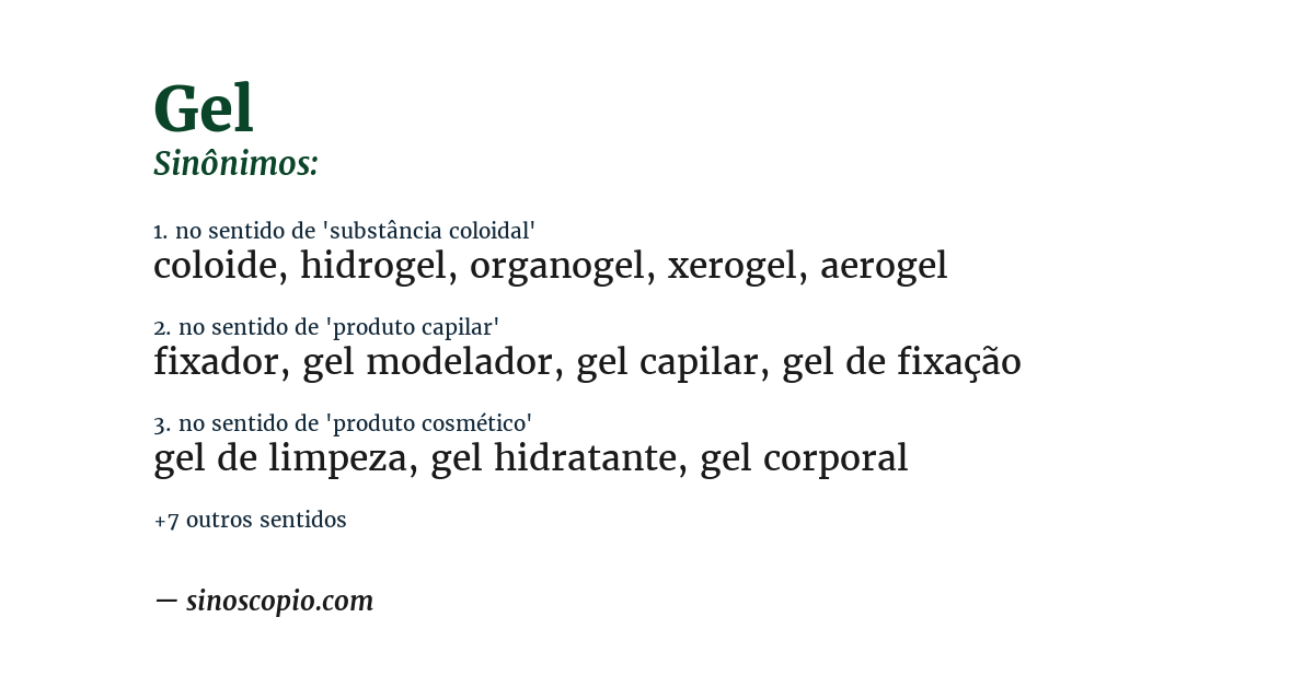 Sinônimo de gel