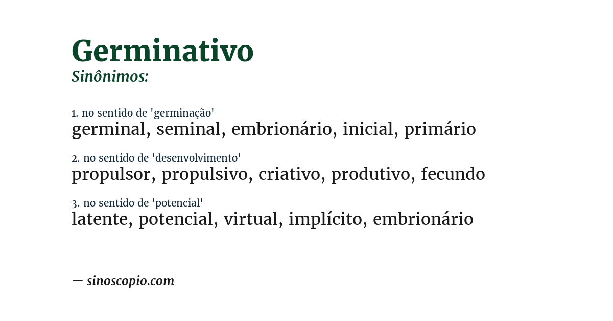 Sinônimo de germinativo