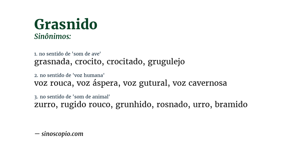 Sinônimo de grasnido