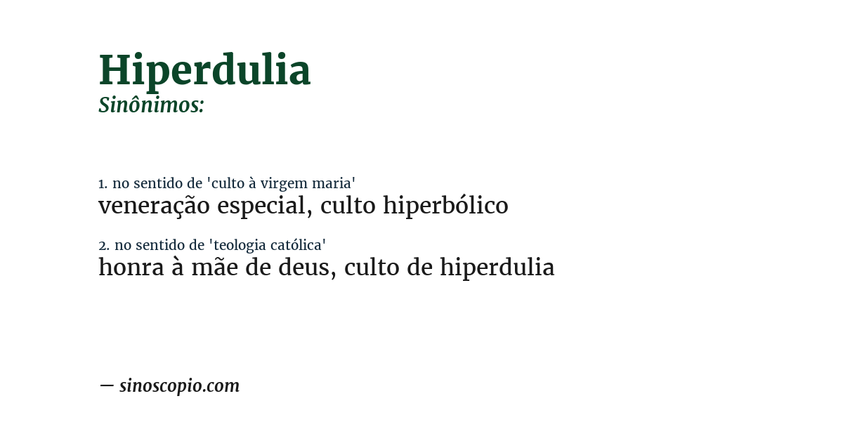 Sinônimo de hiperdulia