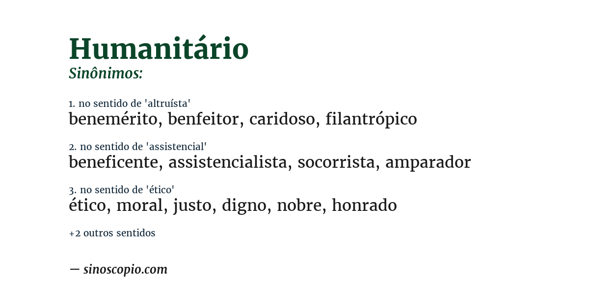 Sinônimo de humanitário