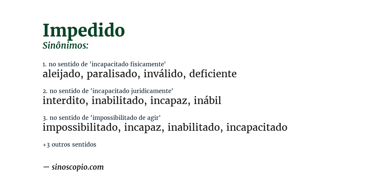 Sinônimo de impedido