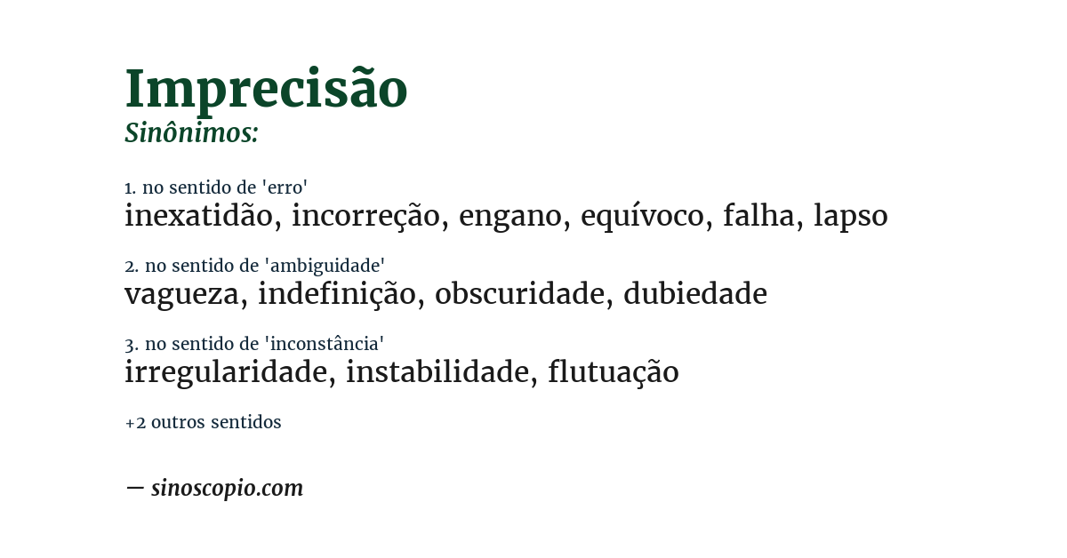 Sinônimo de imprecisão