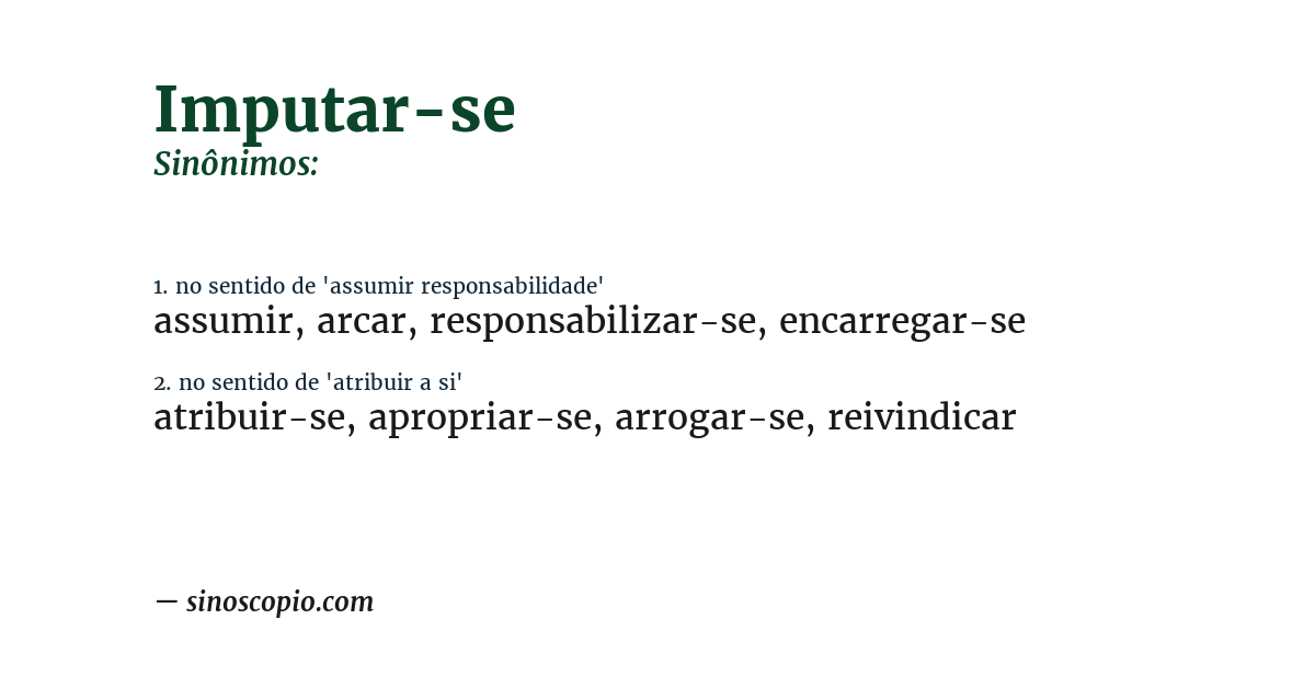 Sinônimo de imputar-se