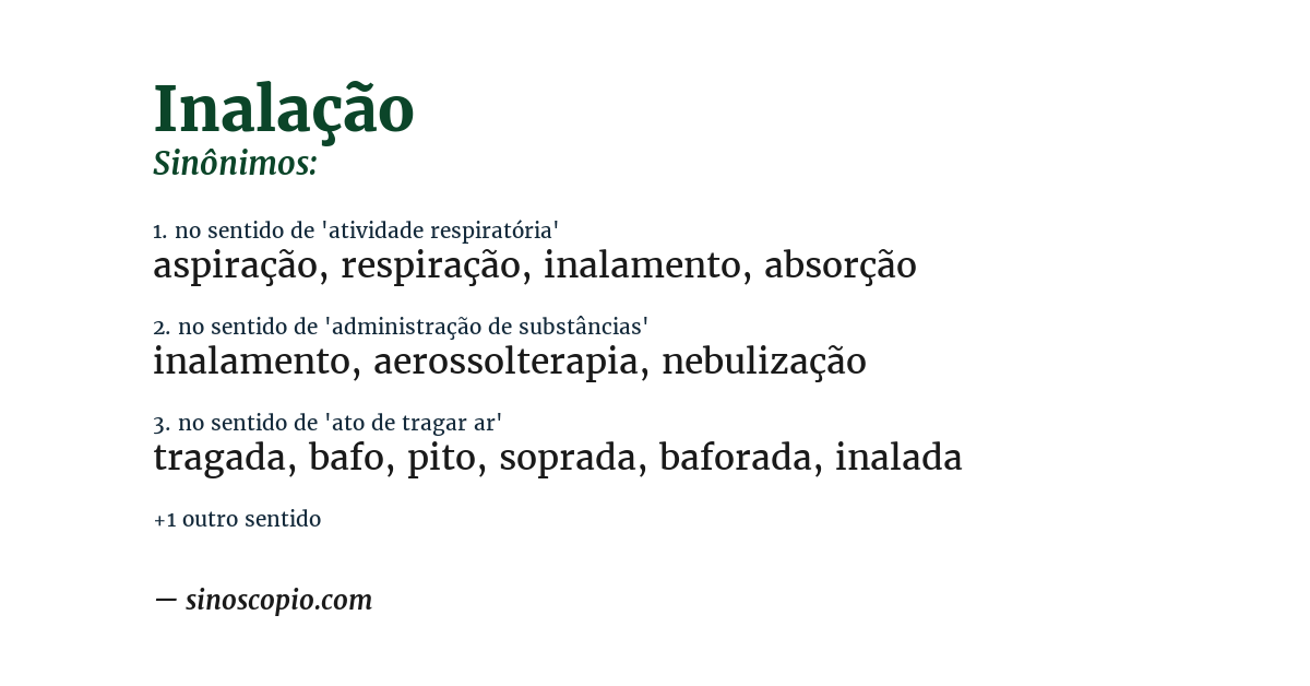 Sinônimo de inalação