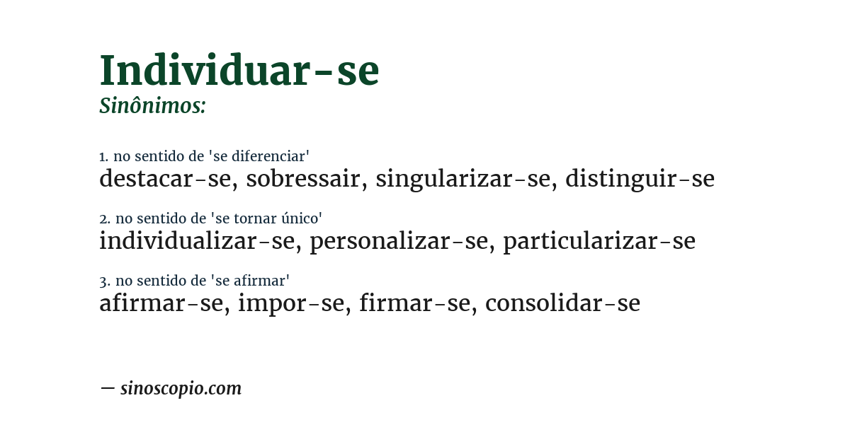 Sinônimo de individuar-se