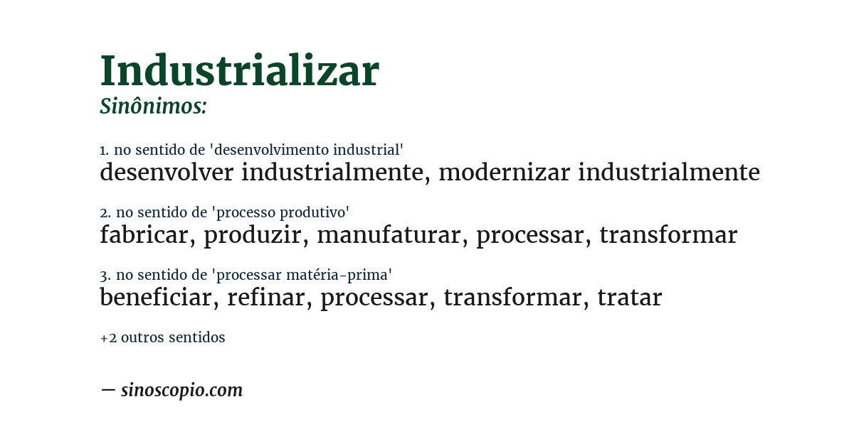 Sinônimo de industrializar