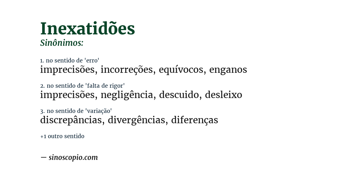 Sinônimo de inexatidões