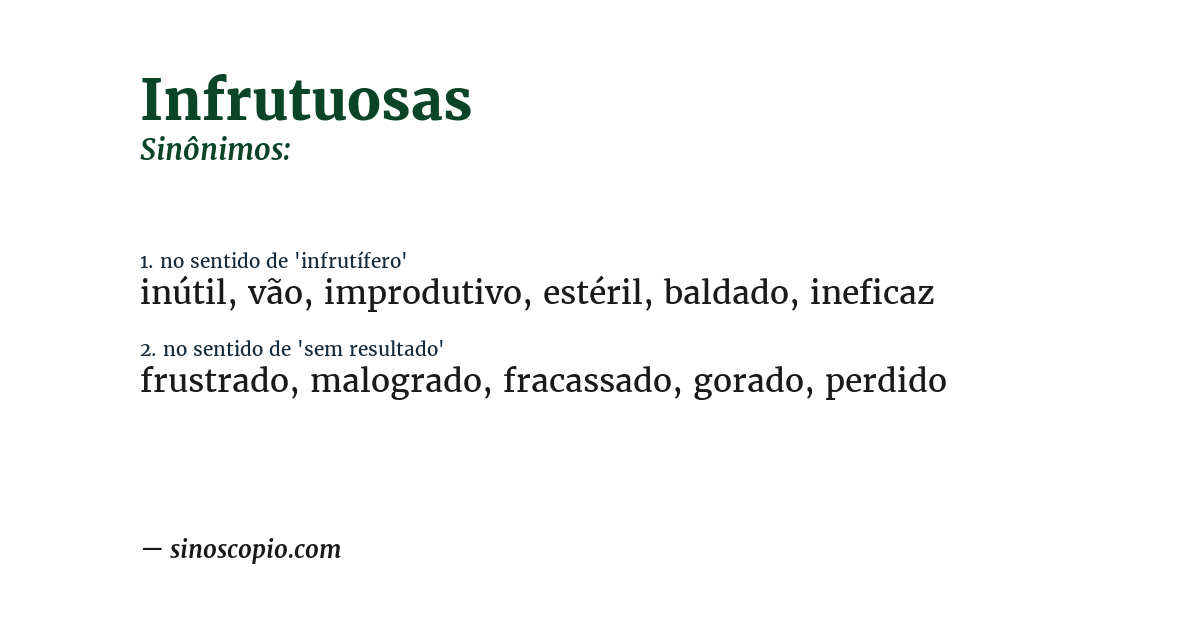 Sinônimo de infrutuosas