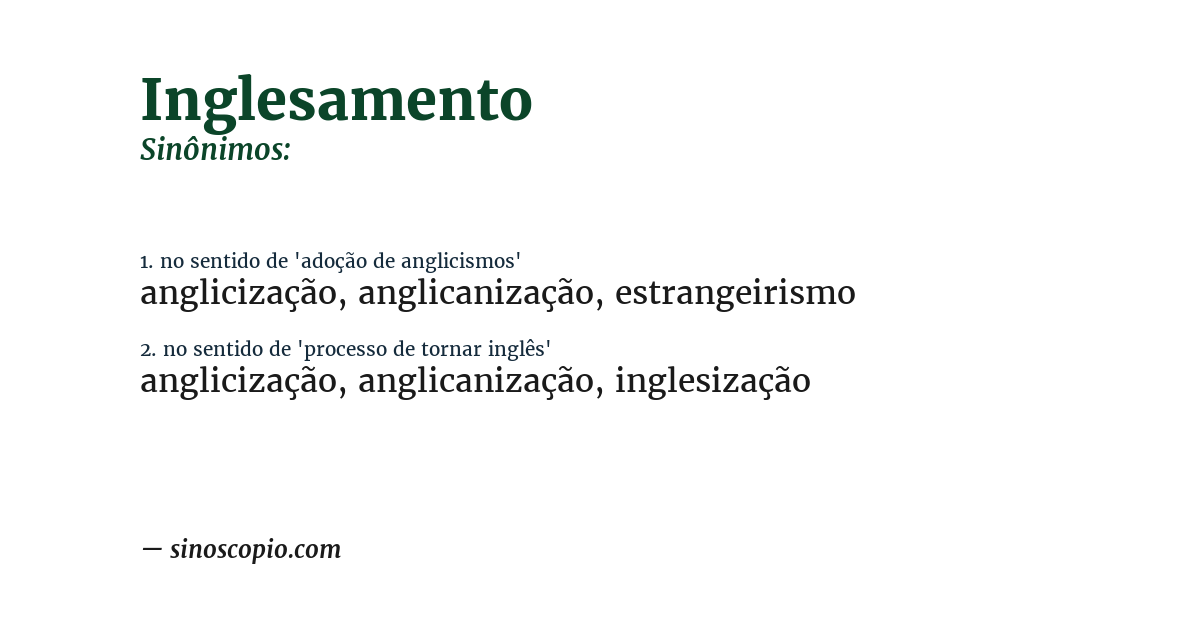 Sinônimo de inglesamento
