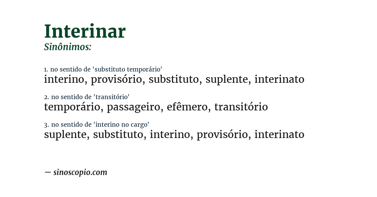 Sinônimo de interinar